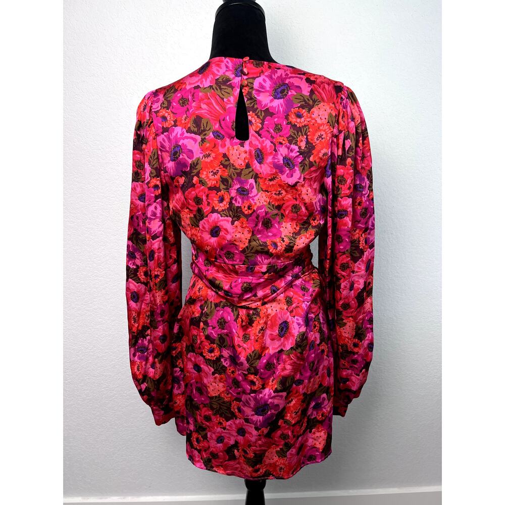 For Love & Lemons Lauren Floral Cutout Mini Dress - Red, Size L - Picture 4 of 7
